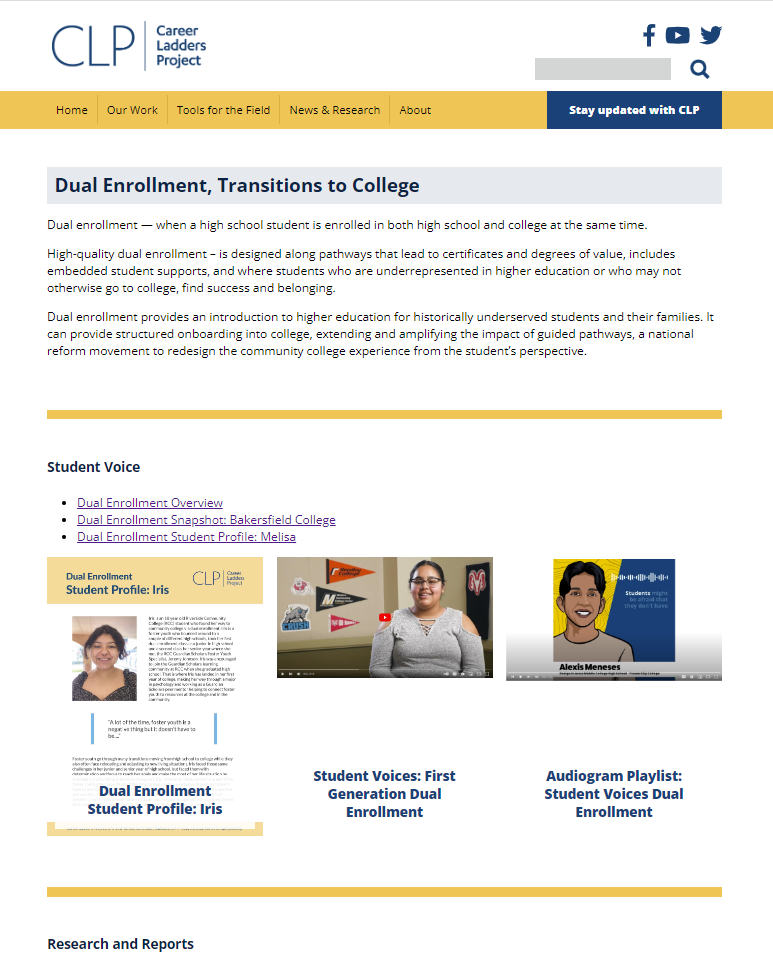 Dual Enrollment, Transitions to College
